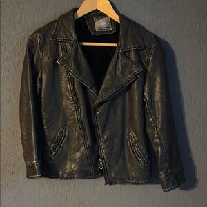 Kids Black Leather Alternative Jacket